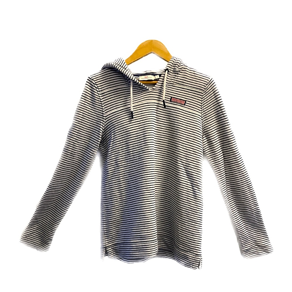 💕 Women’s Vineyard Vines long sleeve blue/white striped hooded pullover - Picture 1 of 3